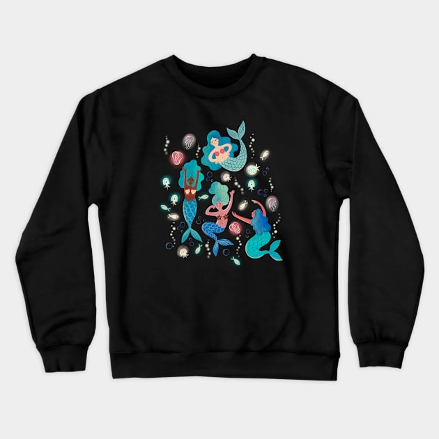 Mermaid Night Lights Crewneck Sweatshirt by Rebelform